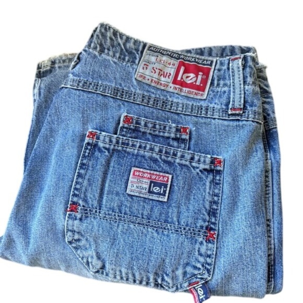 Vintage LEI Workwear Flare Carpenter Jeans Medium Wash Blue Denim Women Size 9